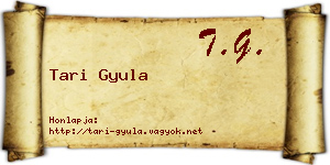 Tari Gyula névjegykártya
